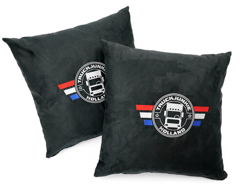 kussen truckjunkie black met logo