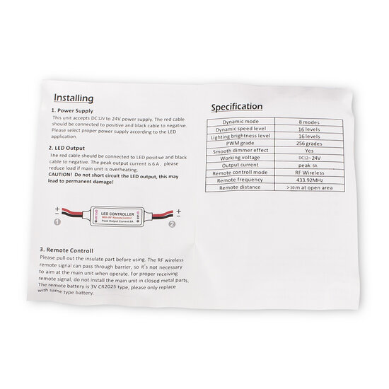 LEDSON SCHLANKER DIMMER + DRAHTLOSE FERNBEDIENUNG F&Uuml;R LED (12-24V)