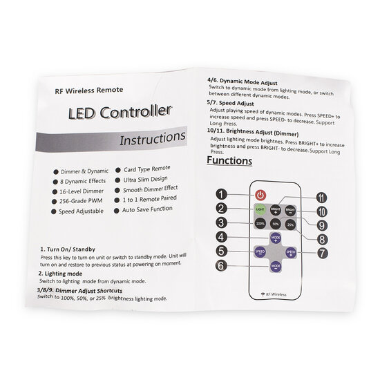 LEDSON SLANKE DIMMER + DRAADLOZE AFSTANDSBEDIENING VOOR LED (12-24V)