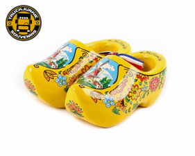 COPPIA DI ZOCCOLI IN LEGNO - 10CM - GIALLO